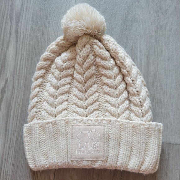 Ivory Ella Womens Beige Cable Knit Pom-Pom Beanie - Picture 1 of 7